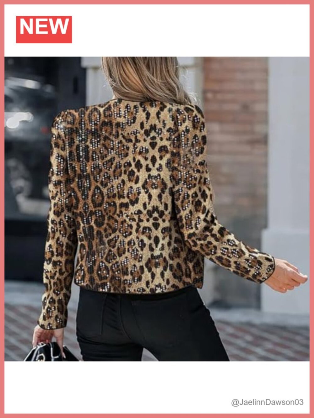 Sequin Blazer Jacket Long Sleeve Sparkle Cardigan, Cropped Slim Fit, 95% - Picture 2 of 5